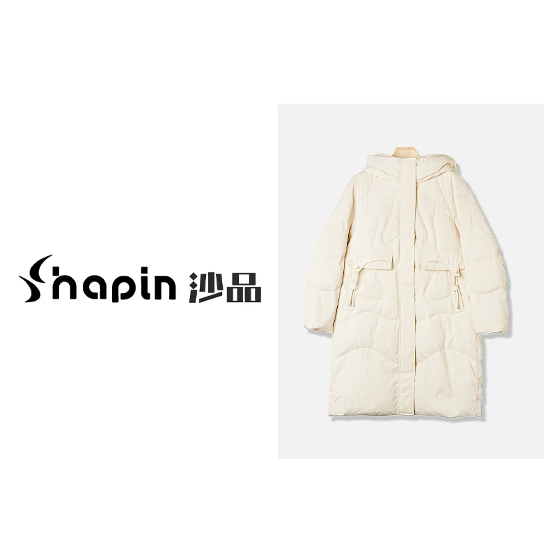 反季清仓肌理感米白时尚长款羽绒服休闲纯色外套JH29032