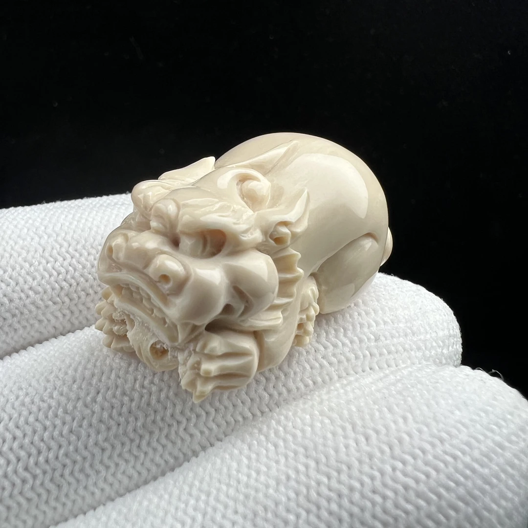 H4577 天然猛犸牙雕刻貔貅21*32*17mm 支持鉴定 假一罚四