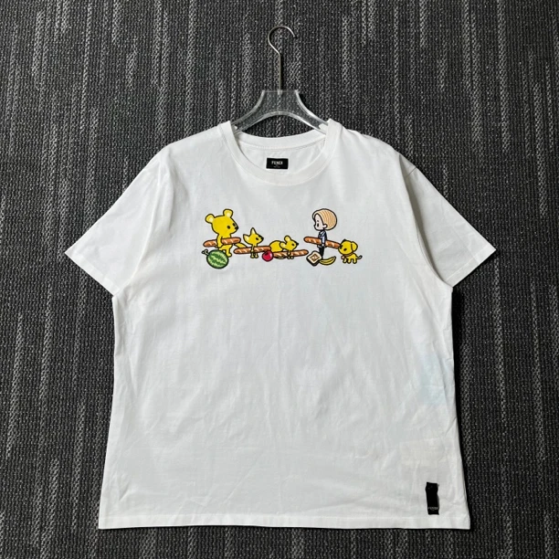 99新 FENDI/芬迪 卡通印花logo圆领短袖短袖/XL码/4581