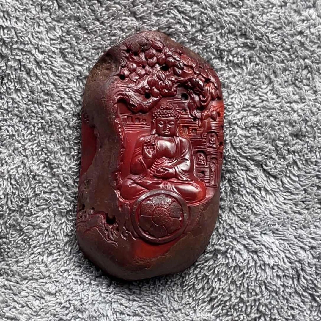 白***纪南红玛瑙雕刻未镶嵌