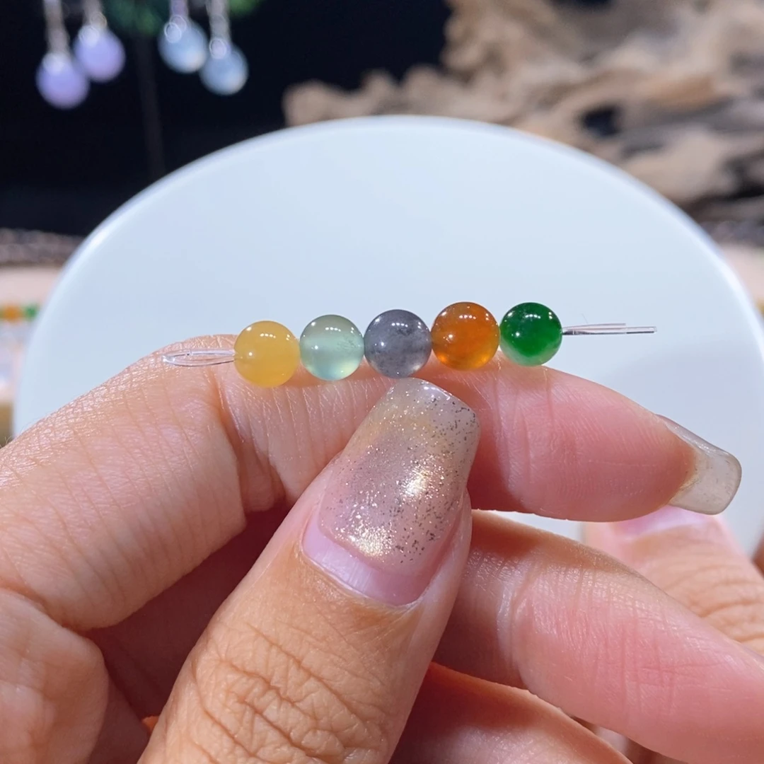 翡翠未镶嵌颈饰翡翠浓彩多宝小珠串