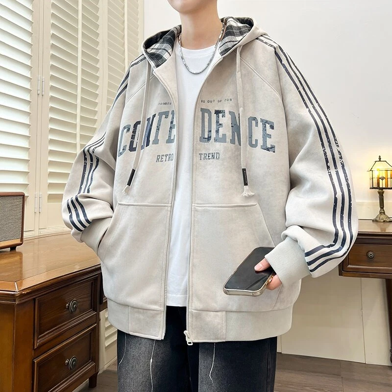 Mexican/稻草人2025春季爆款青少年脏脏风夹克男潮流时尚条纹外套