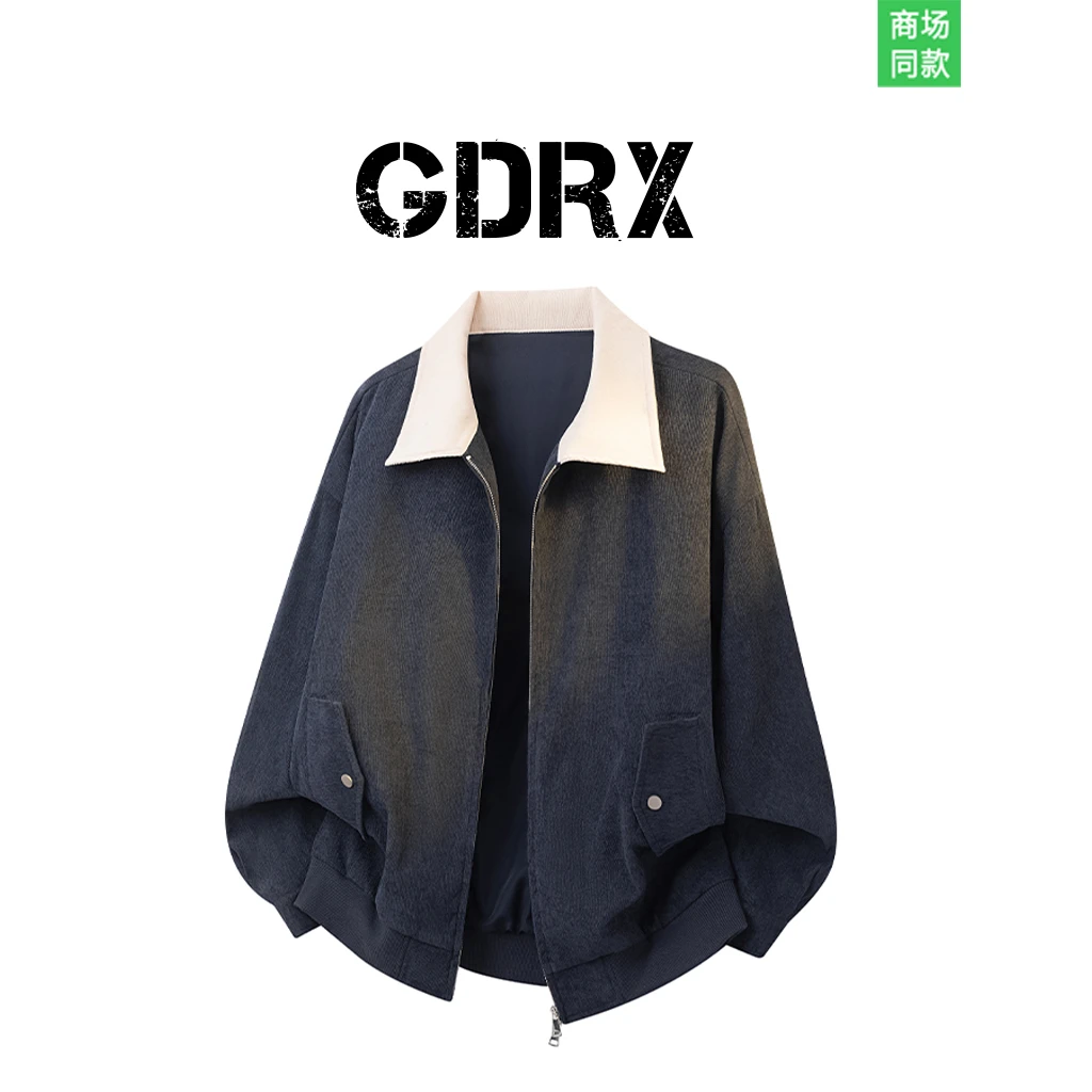 GDRX美式翻领青少年夹克2025春季新款休闲百搭潮流上衣情侣款外套