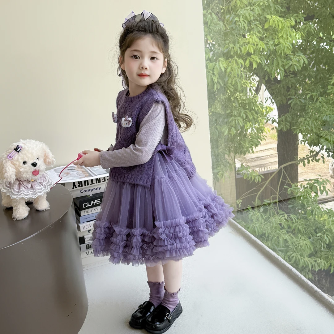 紫色公主裙女童连衣裙套装秋装儿童小童宝宝韩版洋气可爱童装裙子