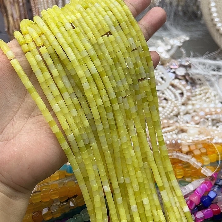 未镶嵌玛瑙/玉髓珠宝半成品一条4mm柠檬玉管珠