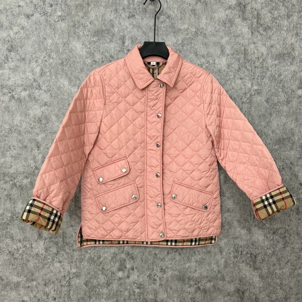 95新 BURBERRY/博柏利 Burberry粉色菱格纹棉服