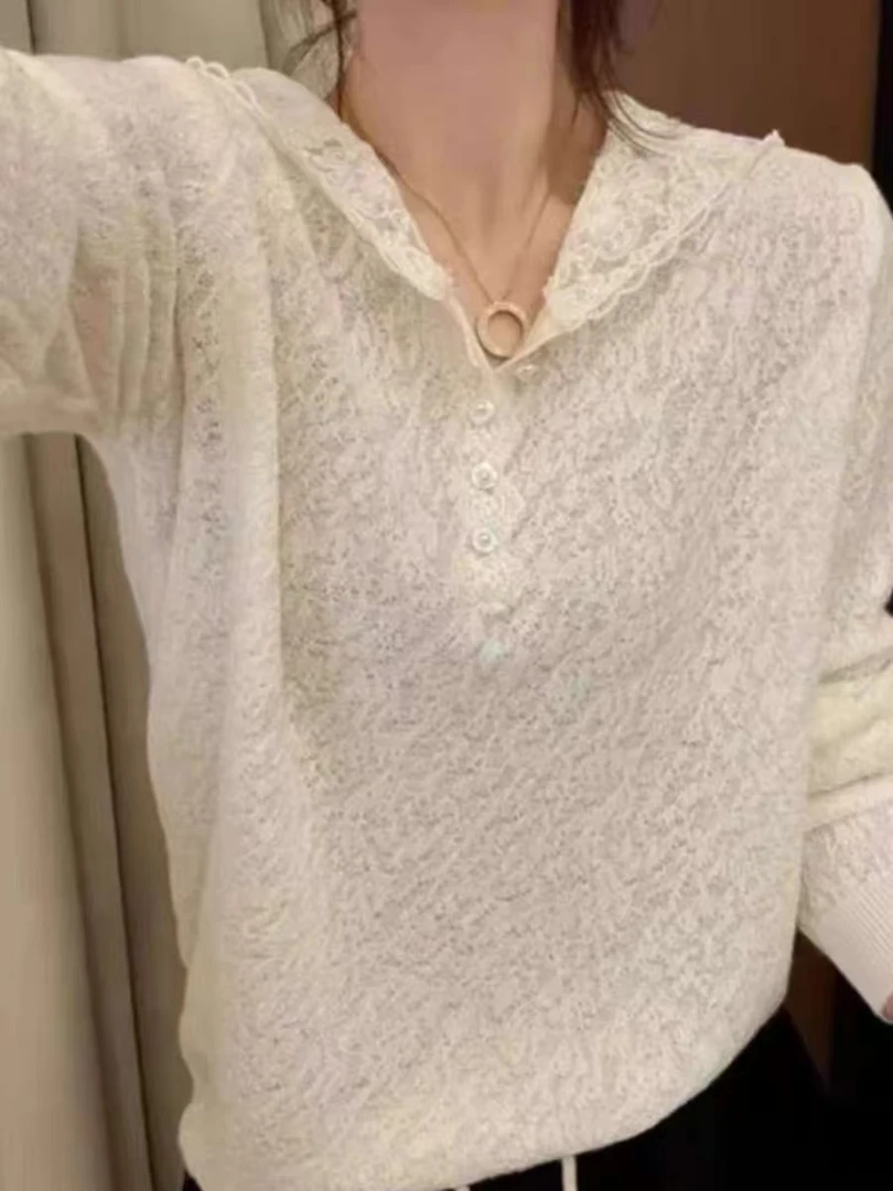 6232佳选轻奢冬季新款高级感气质蕾丝纯色上衣