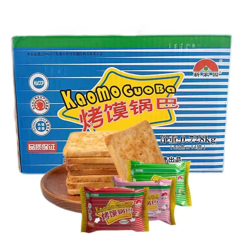 新家园烤馍锅巴整箱烤馍片混合口味52g*14包