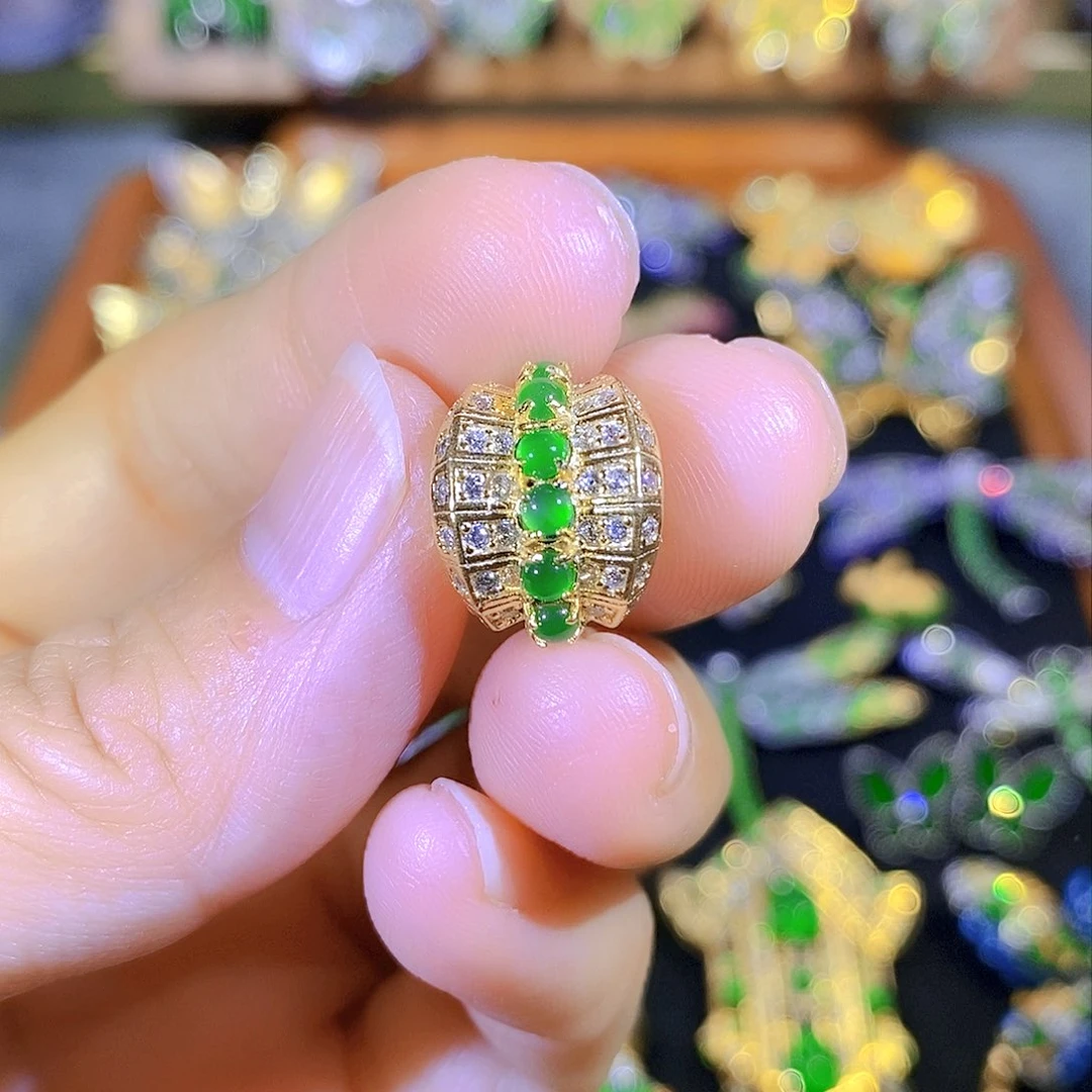 吊坠(不含链)银S925镶嵌翡翠