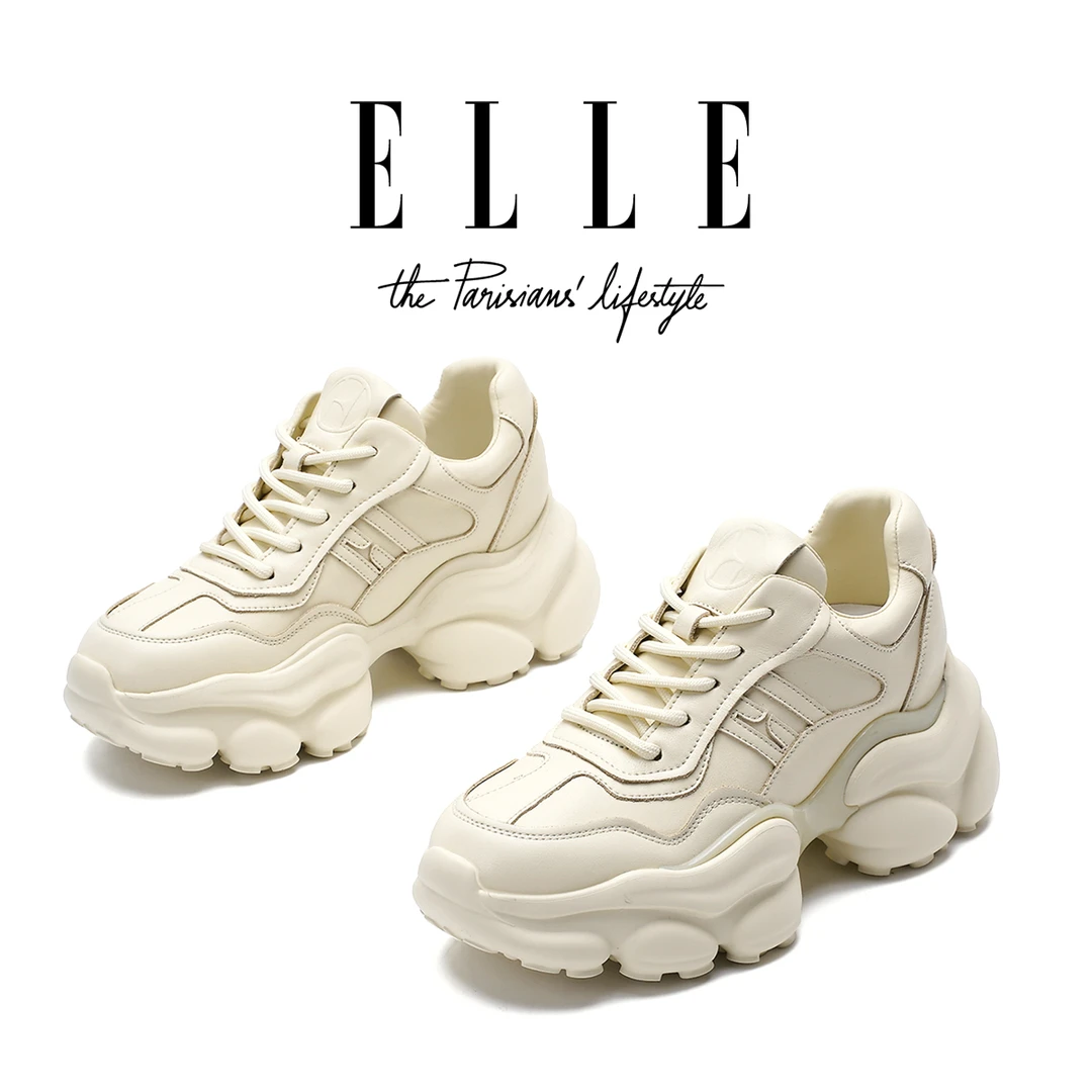 ELLE厚底增高老爹鞋小个子运动鞋2025新款欧洲站阔腿裤搭配的女鞋