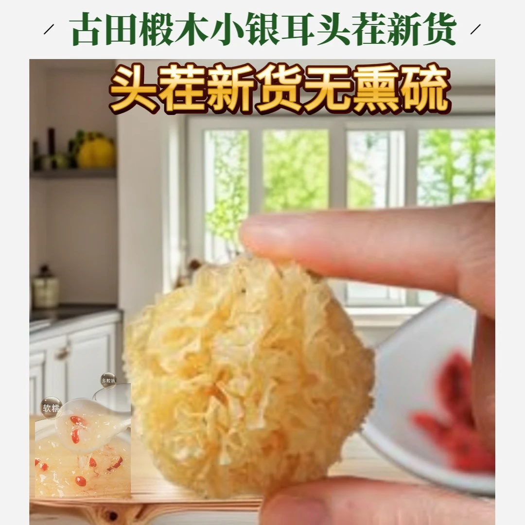 古田特产椴木小银耳新货高山干货无硫出胶高甜糯口感可做莲子羹