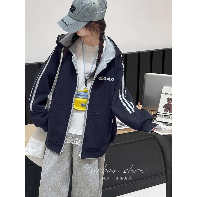 女童外套春秋款2025新款洋气大童韩系穿搭儿童秋季时髦连帽上衣潮