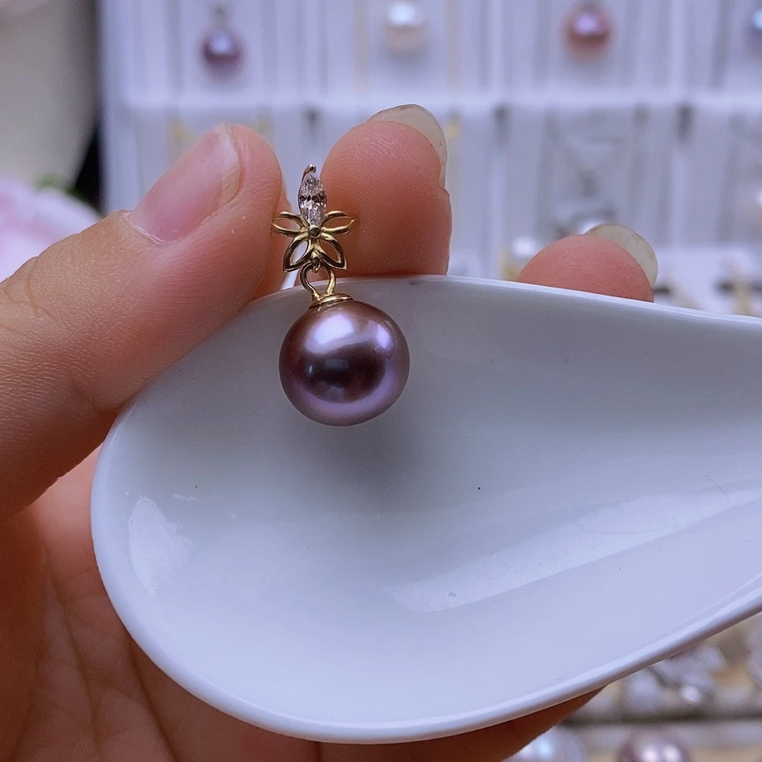 淡水珍珠银S925镶嵌吊坠(赠链)