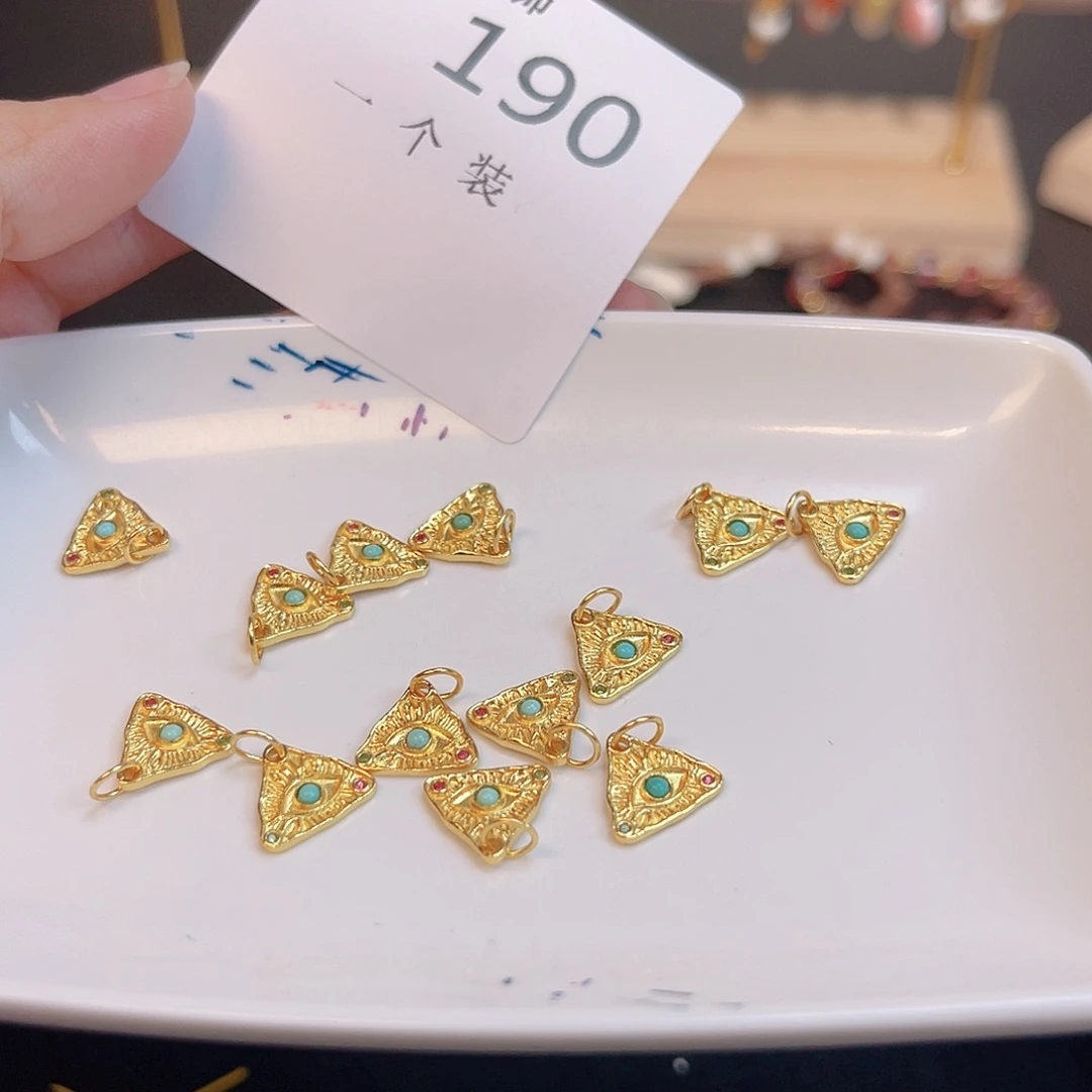 水晶珠宝半成品银S925镀金镶嵌190 。