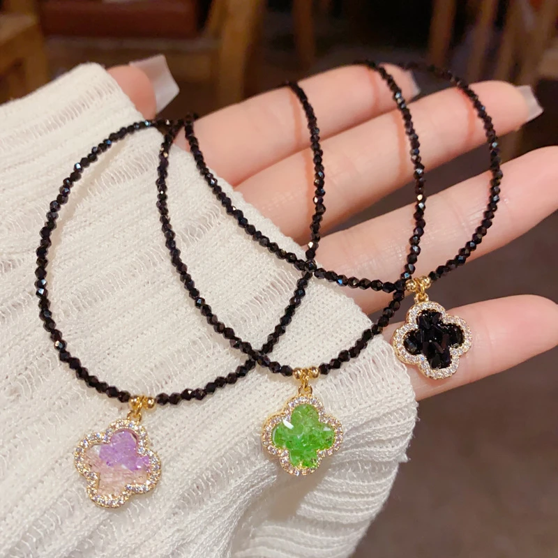 铜合金仿水晶项链 甜酷精致气质时尚简约项链小众轻奢设计锁骨链