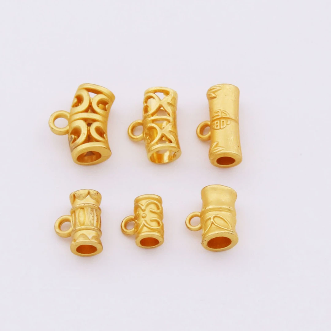 保色diy饰品配件镂空福字三通管竹节弯套管编织连接吊坠材料批发