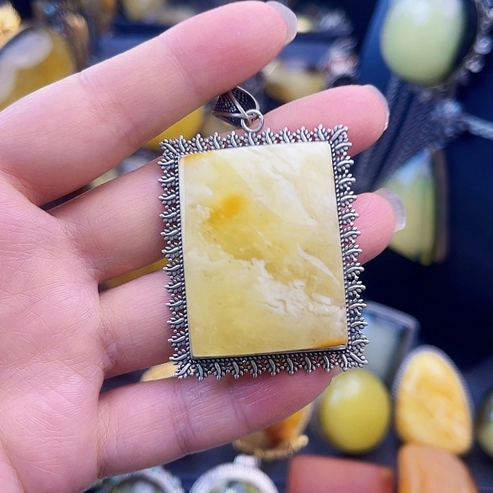 琥珀银S925镶嵌裸石