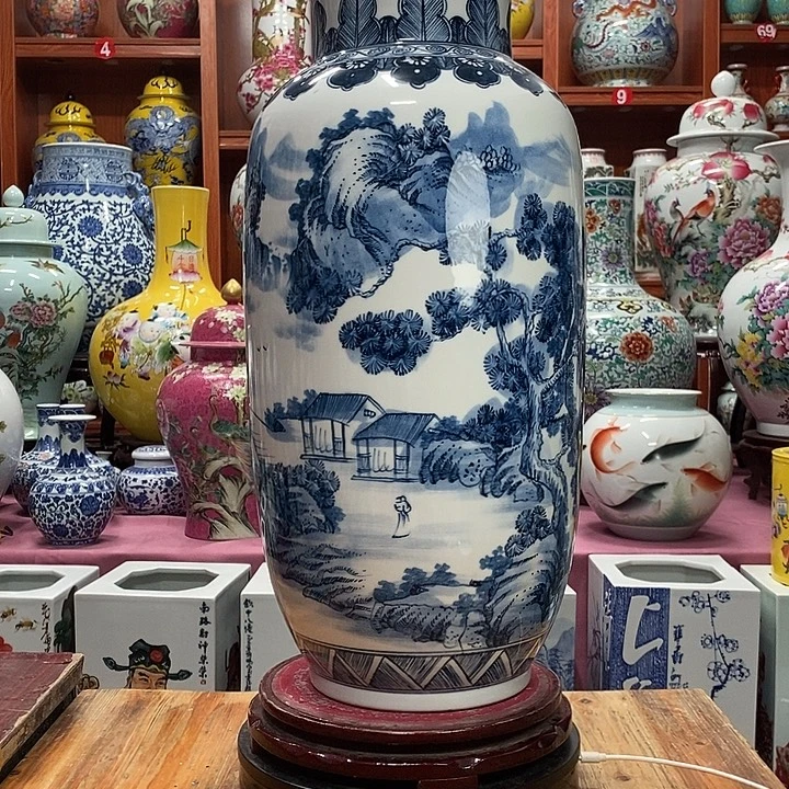 天***艺景德镇陶瓷手工手绘花瓶摆件