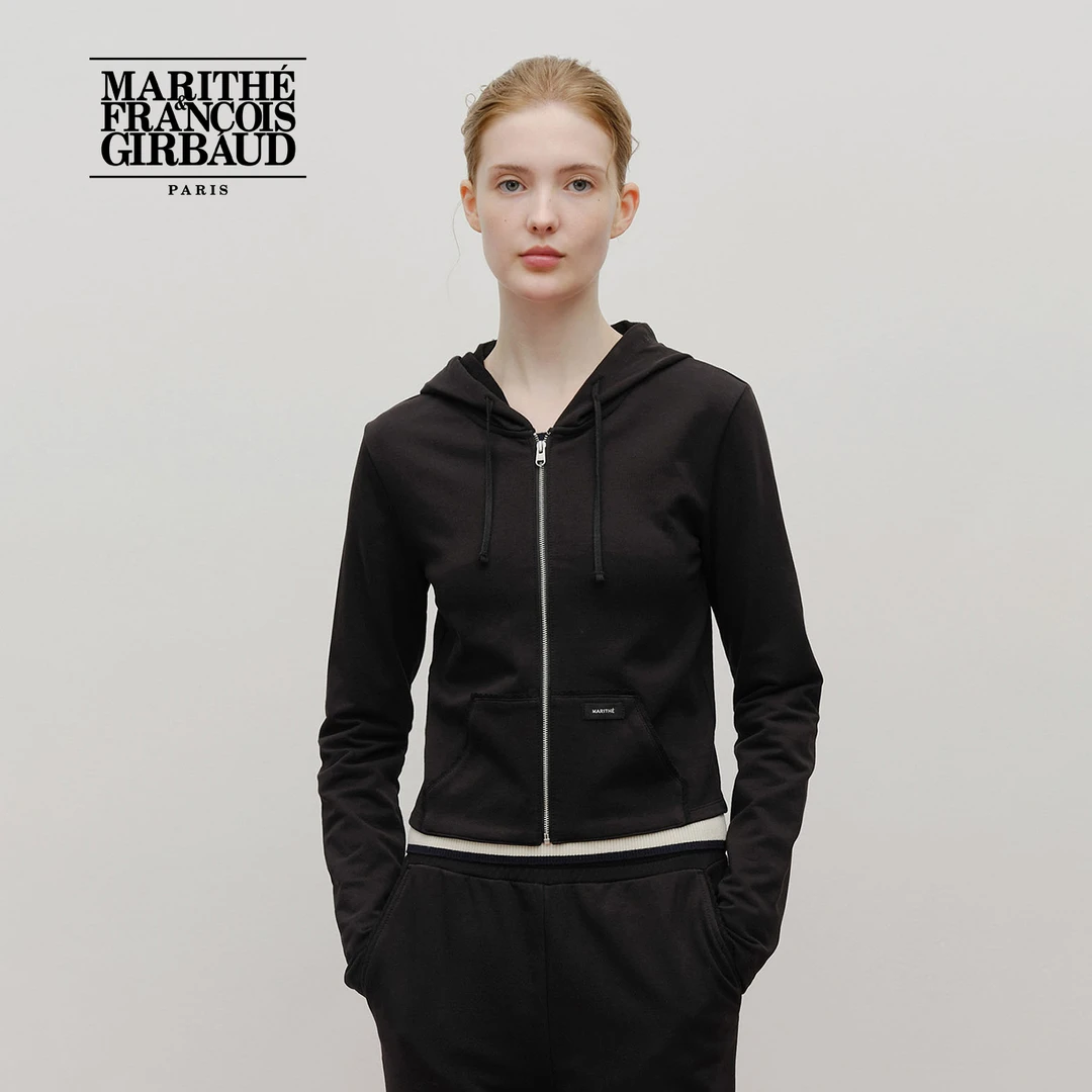 MARITHE女士修身连帽卫衣 潮流品牌LOGO织标基础上衣MFG45FHD111