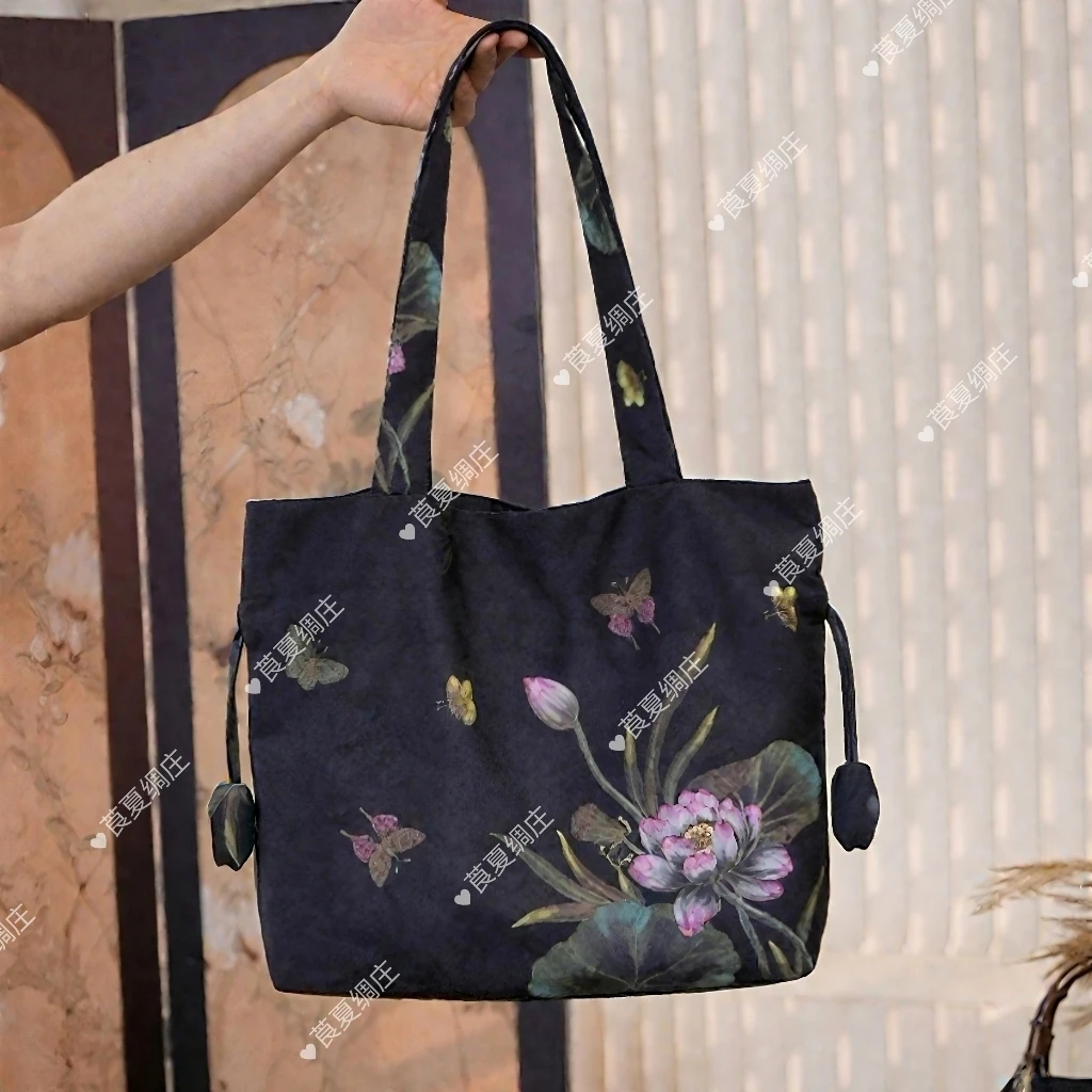 【全】香云花萝包女大包抽绳设计手工花苞39*32单肩包拉链口袋包