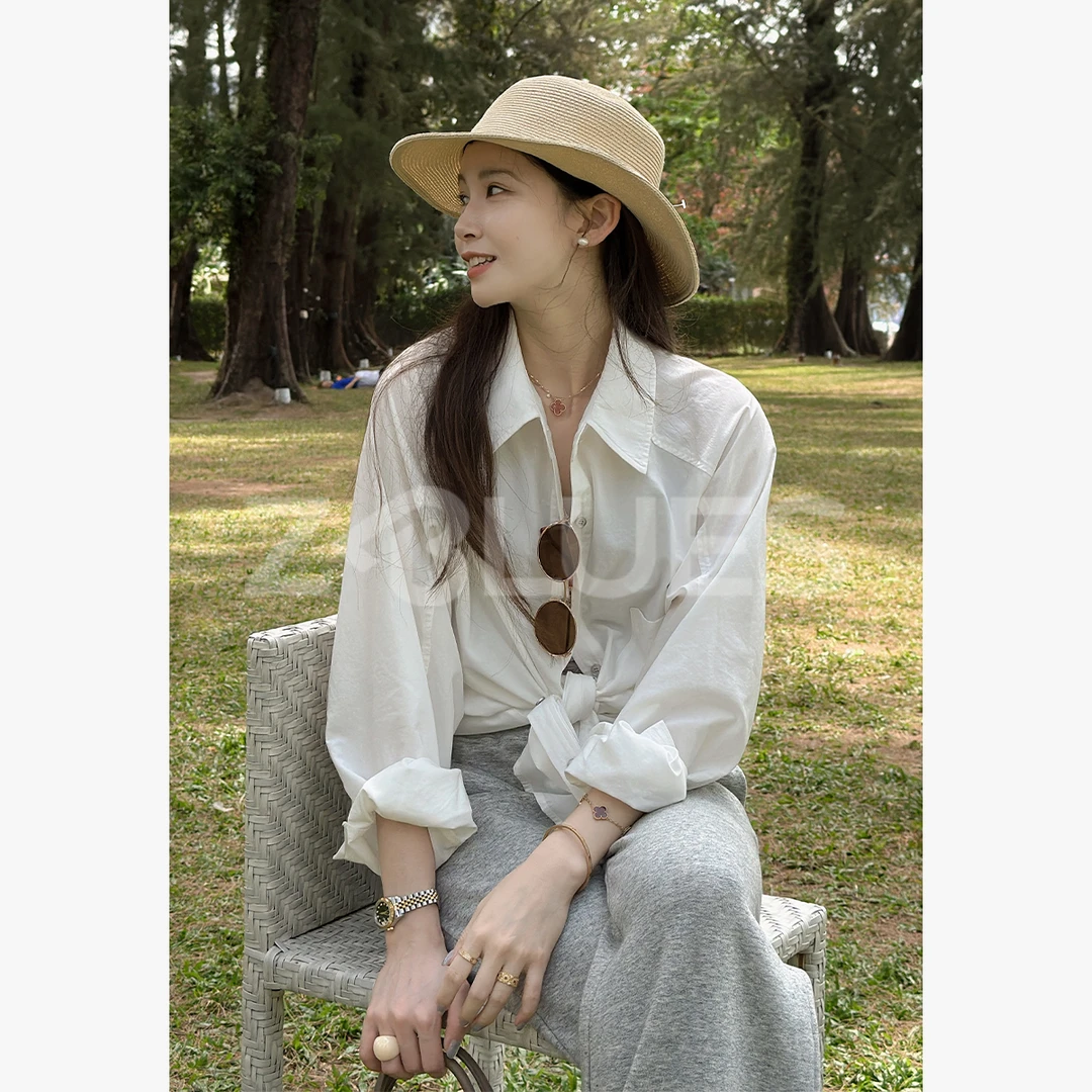 Z.blues【塞纳春天】早春休闲百搭欧若风廓形气质长袖衬衫YZQSH7981