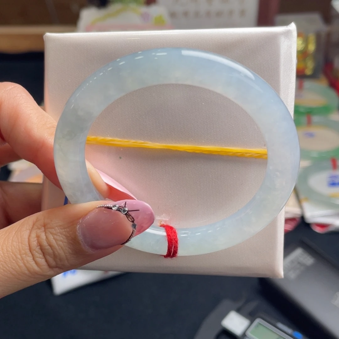 泼***接翡翠未镶嵌手镯51 晴绿