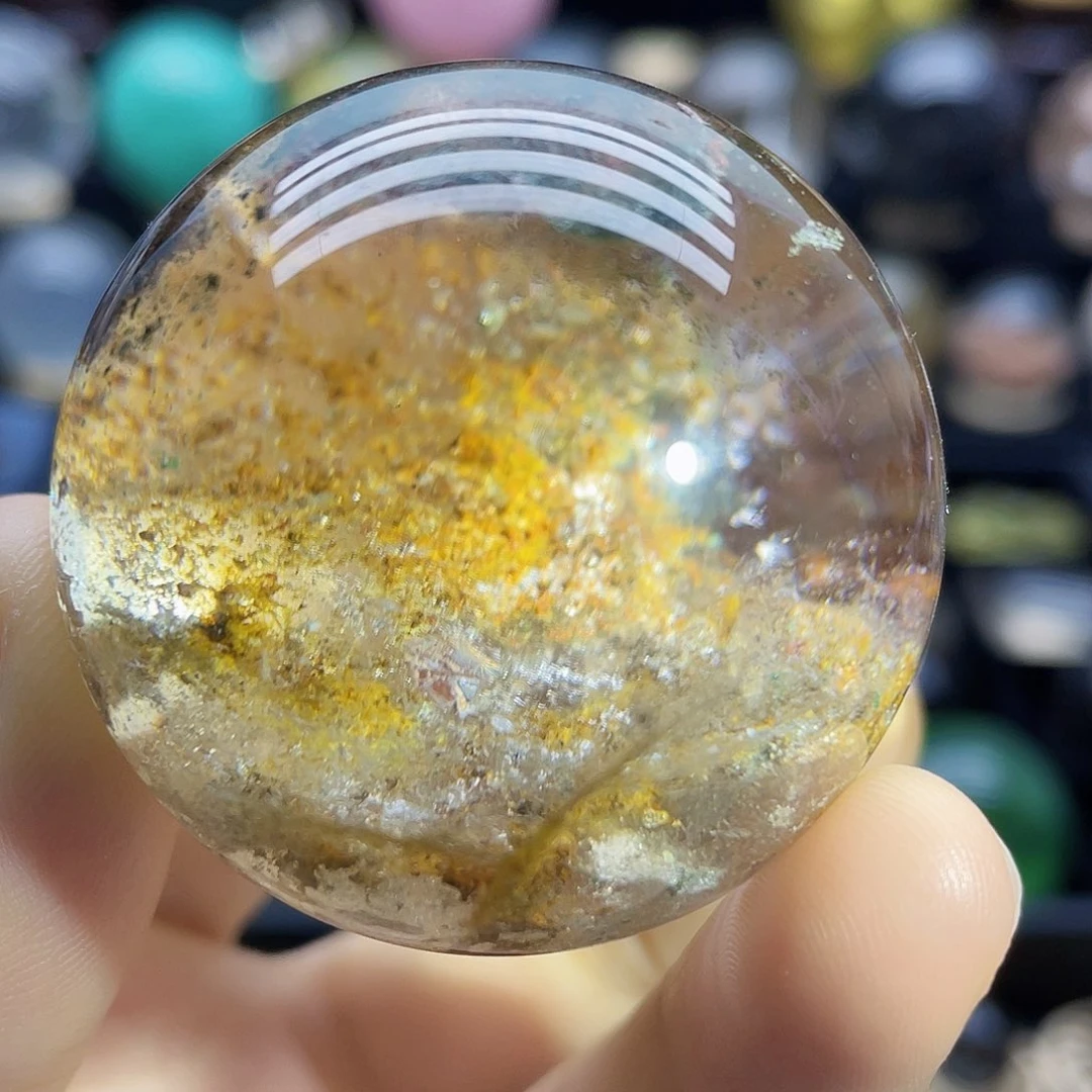 未镶嵌水晶珠宝半成品天然黄幽灵43.7mm