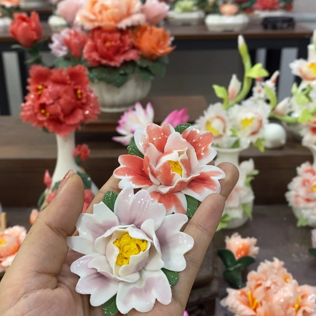 瓷片陶瓷手工花摆件