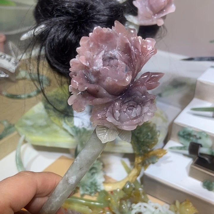 蛇纹石玉发饰未镶嵌珍*我