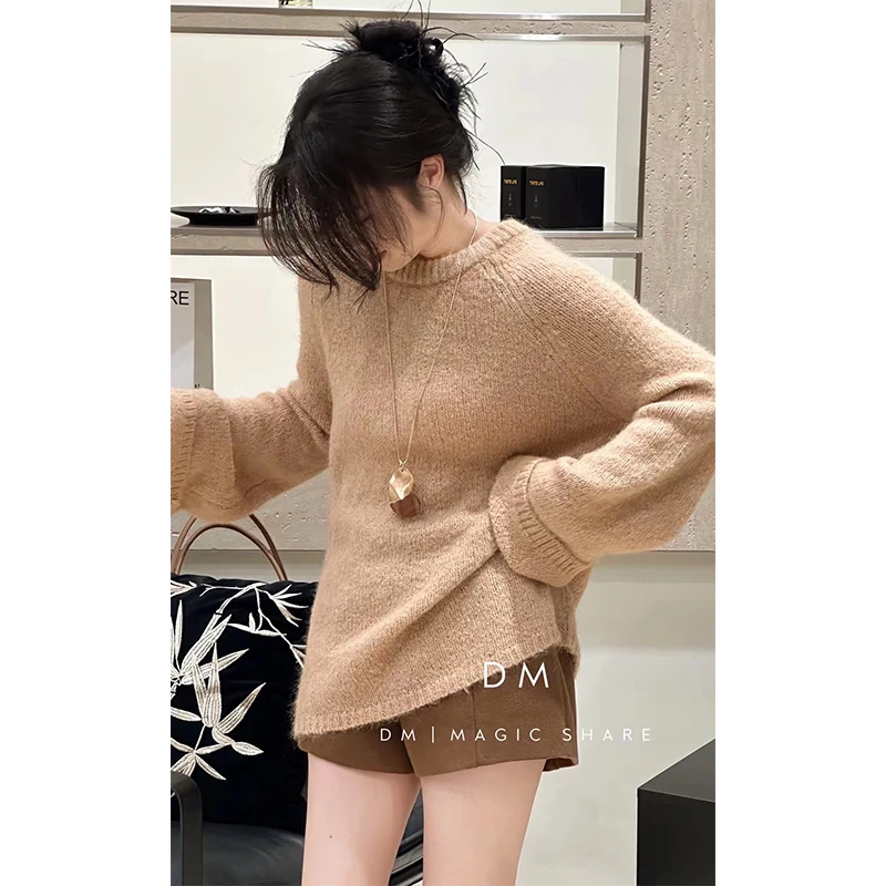 2024冬季轻熟风性感设计后背绑带软糯舒适针织衫高腰休闲长裤短裤