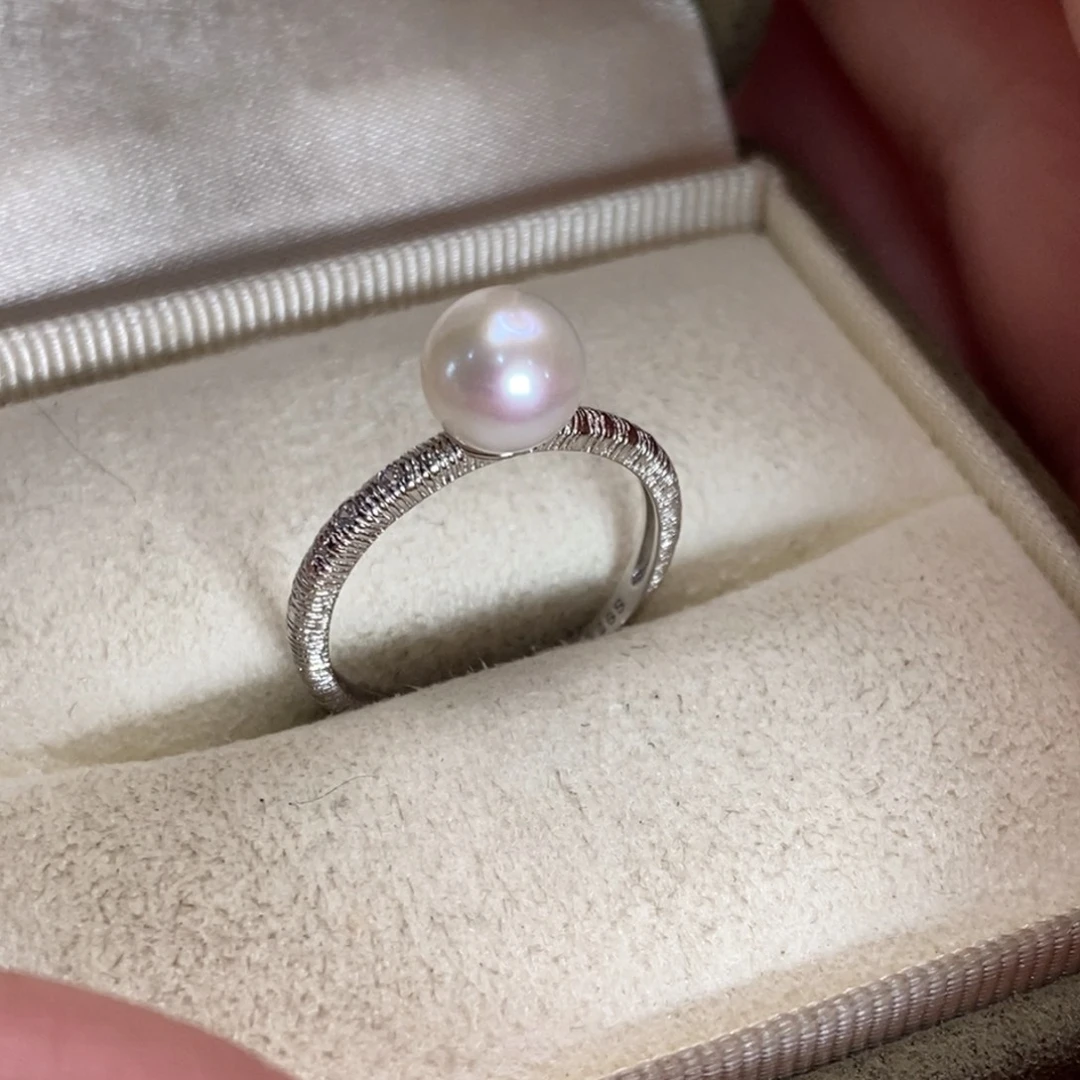 淡水珍珠戒指银S925镶嵌