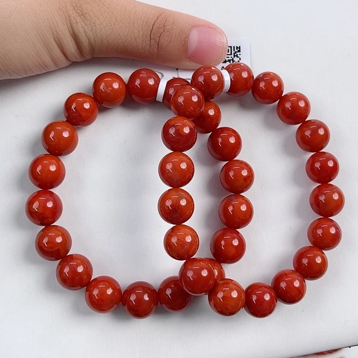 李***琳南红玛瑙未镶嵌瓦西锦红双色单圈11mm（打包）
