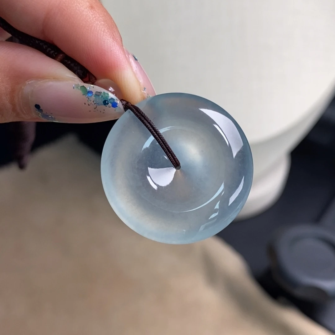 颈饰未镶嵌翡翠高冰玻晴水冰透淡雅水润细腻起光平安扣