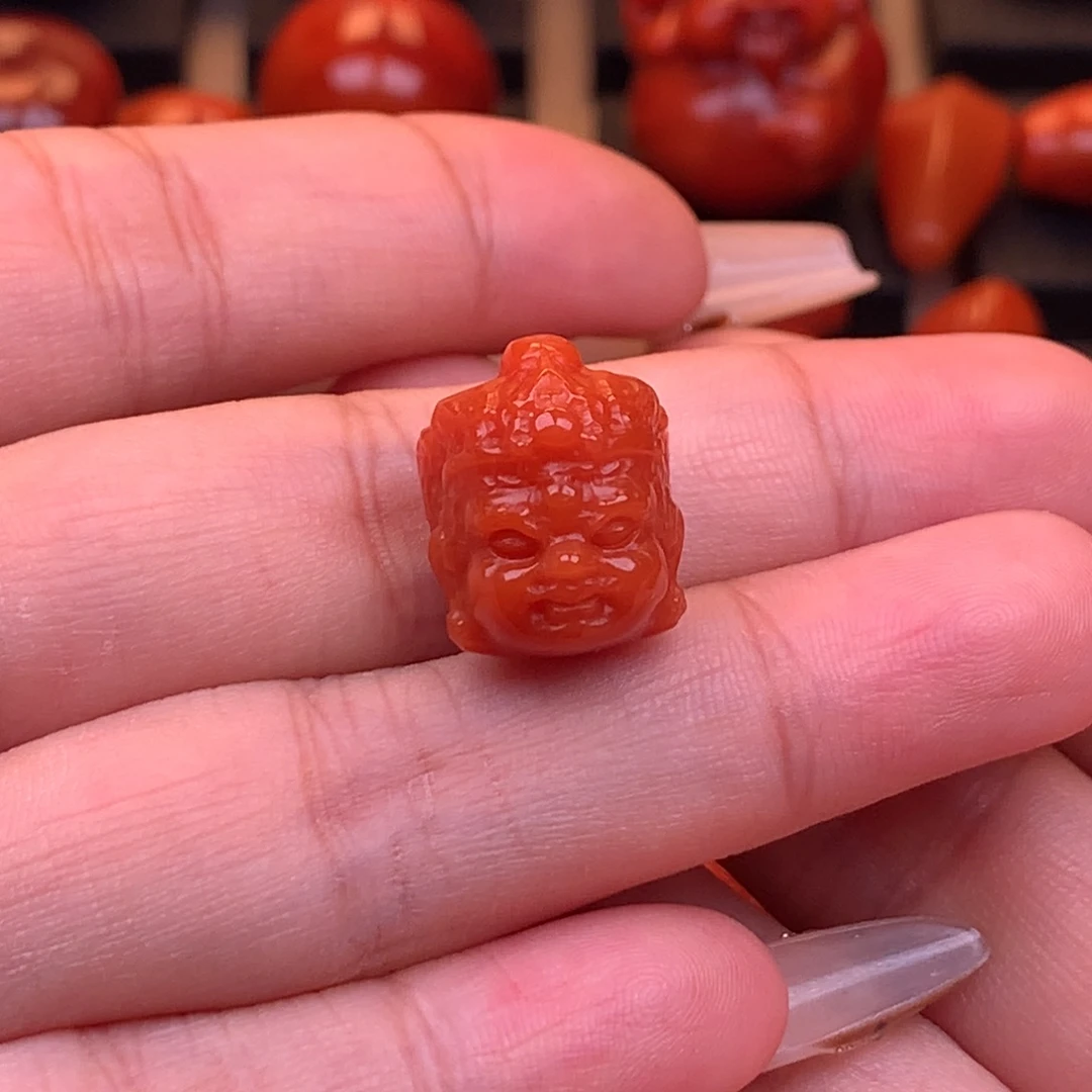 南红玛瑙未镶嵌保山高品精工黄财神头14mm