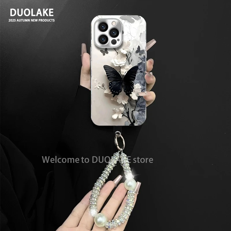 剪纸蝴蝶适用苹果vivo华为oppo小米iPhone17电镀玻璃防摔手机壳潮