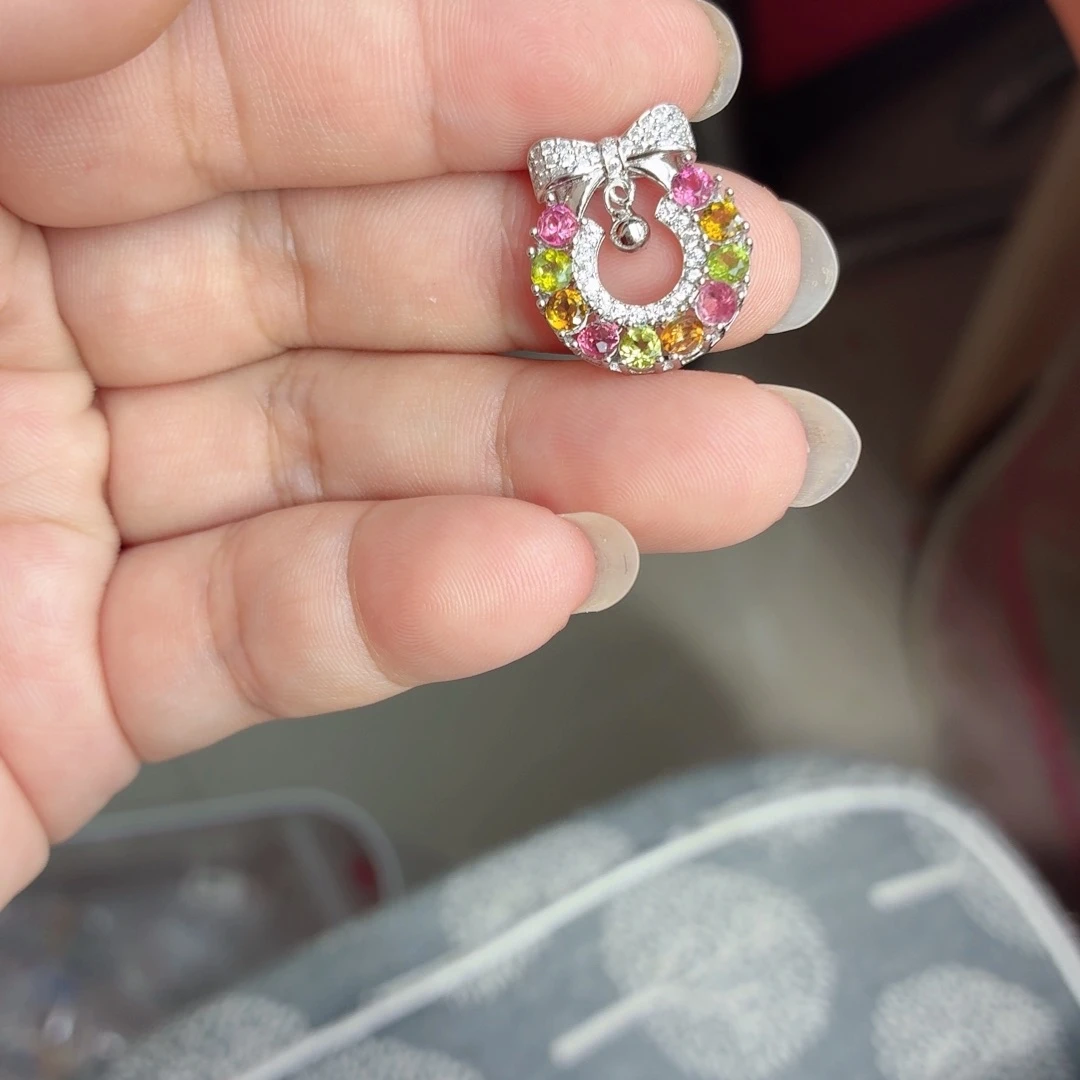 颈饰银S925镶嵌碧玺