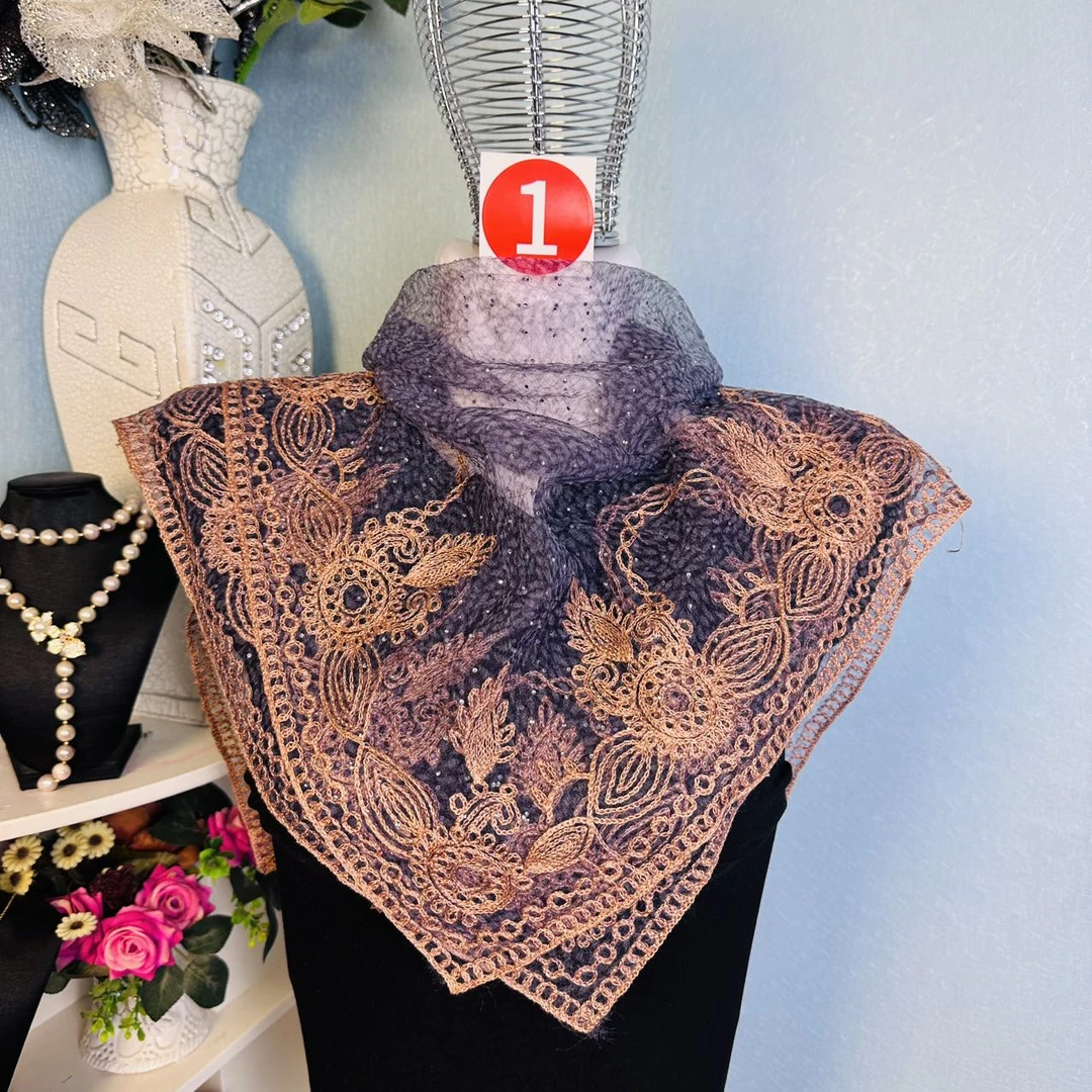 【新疆包邮】gulluk kozbaskan民族风网纱薄款方巾TM花纱巾装饰百搭