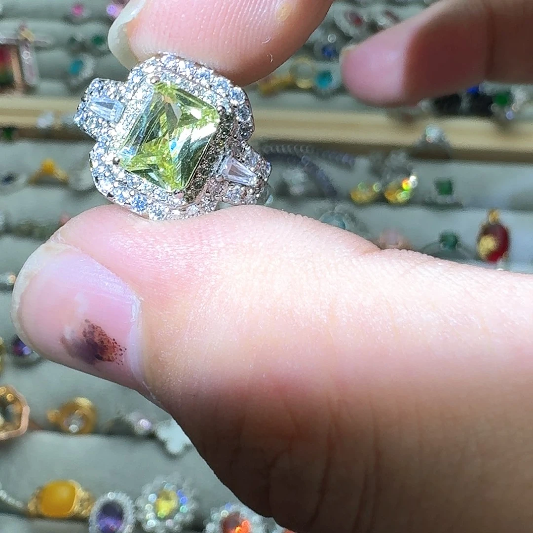 托帕石戒指银S925镶嵌