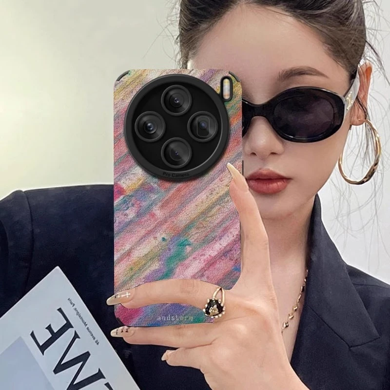 晕染彩色纹理适用vivo手机壳x200小羊皮x100新款s20轻奢s19