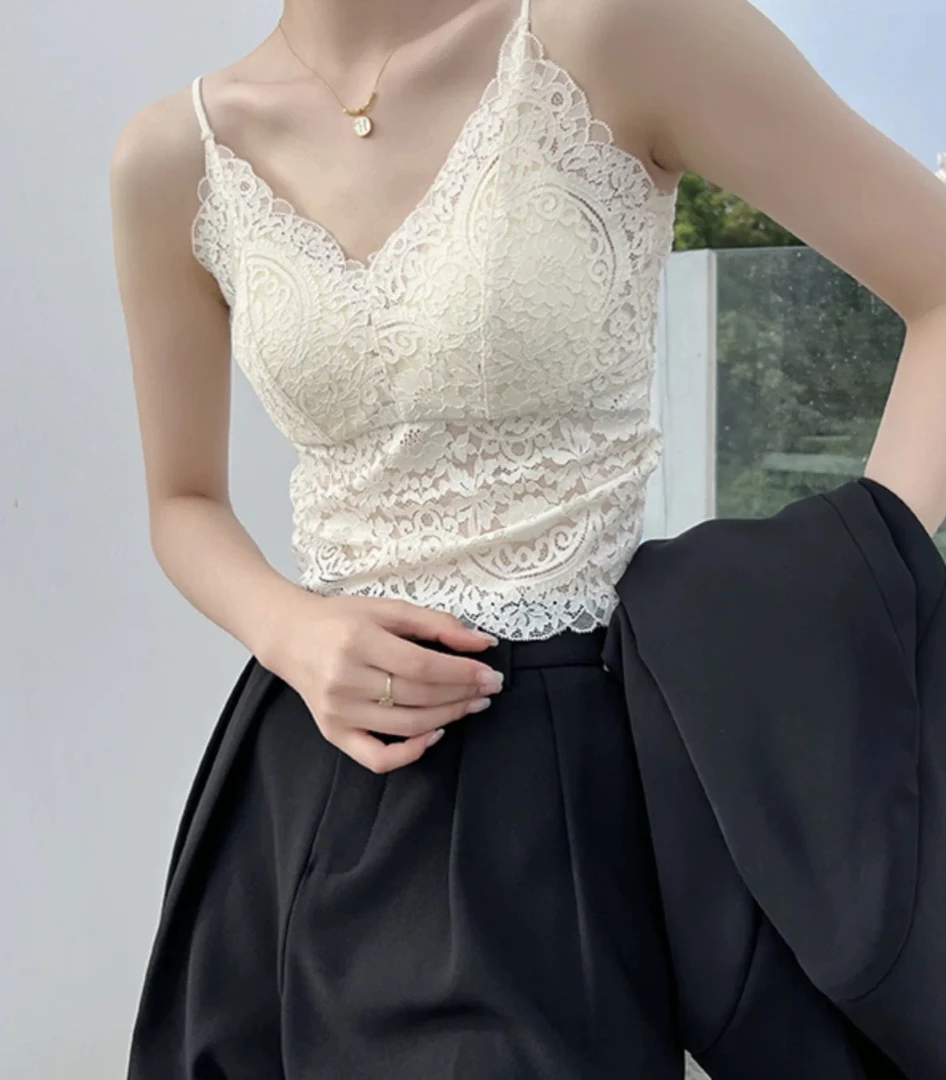 【伊家】蕾丝v领带胸垫吊带性感美背no退no换