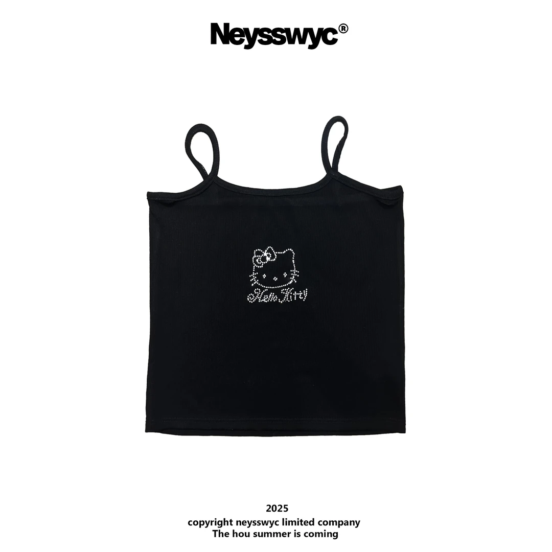 NEYSSWYC【烫钻K踢】背心卡通辣妹百搭夏季小众打底短款修身无袖