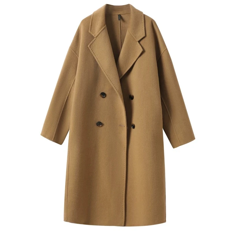 A56双面大衣女中长款秋冬新款高端韩系赫本风小个子外套