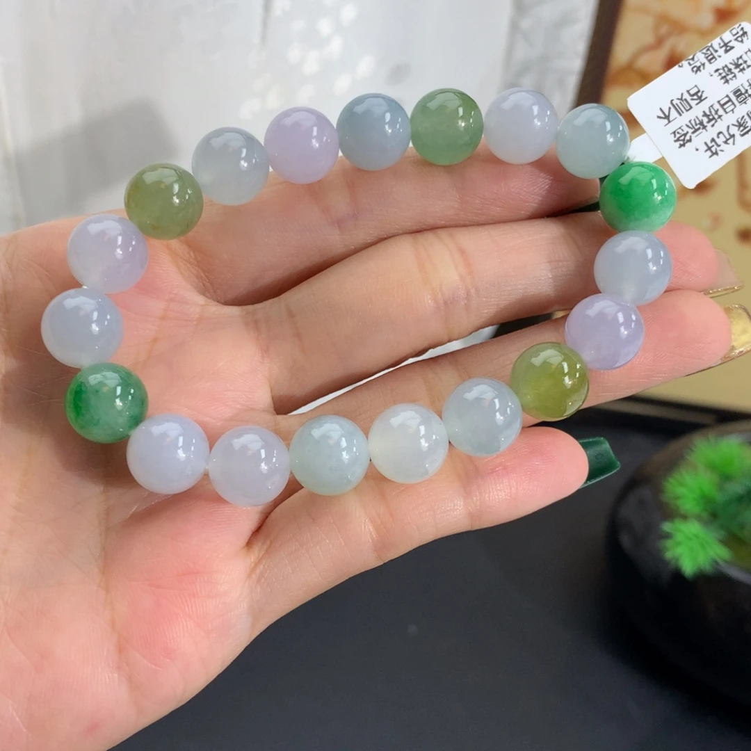 翡翠未镶嵌手串卡10胶润多宝手串