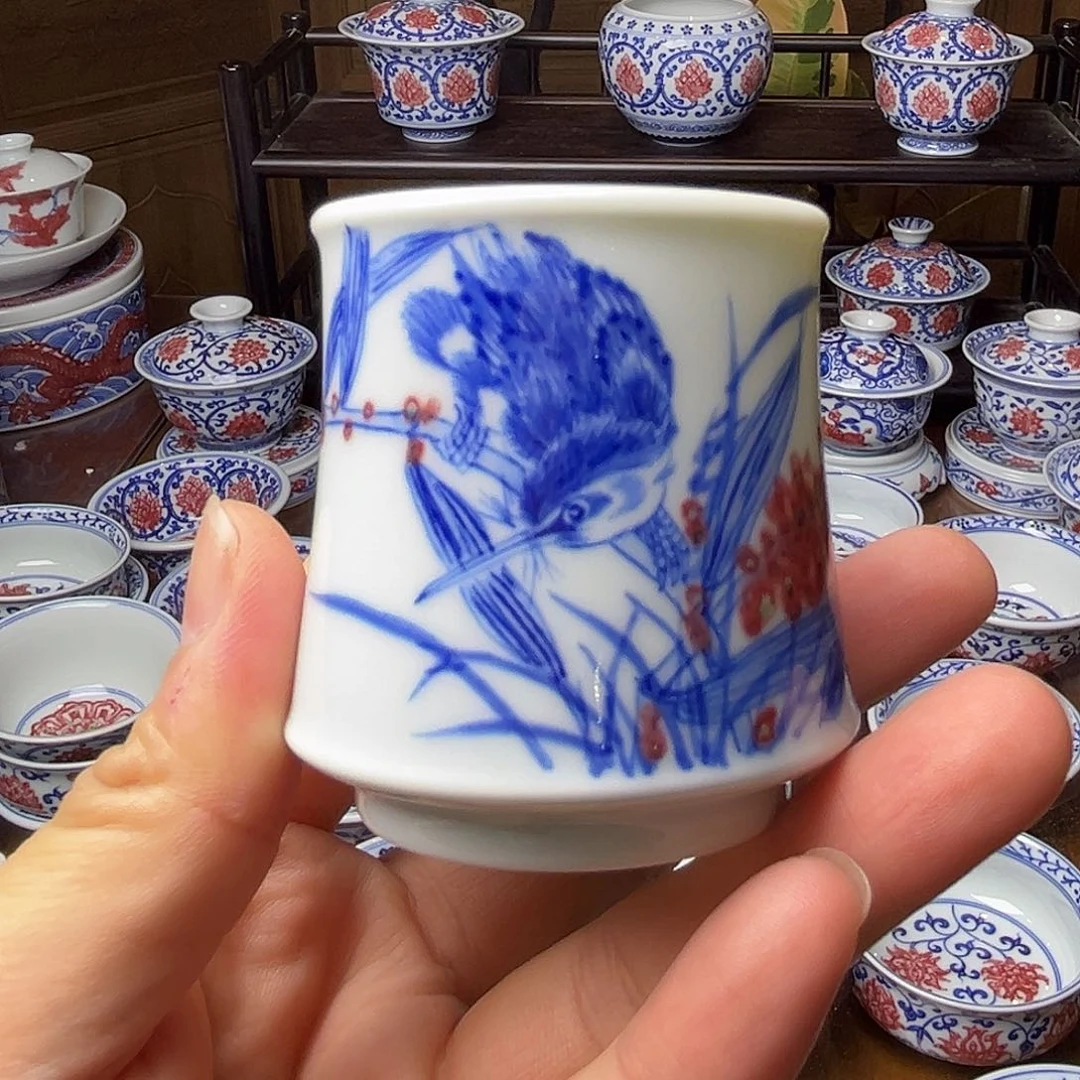 青花釉里红闻香杯微瑕活动款