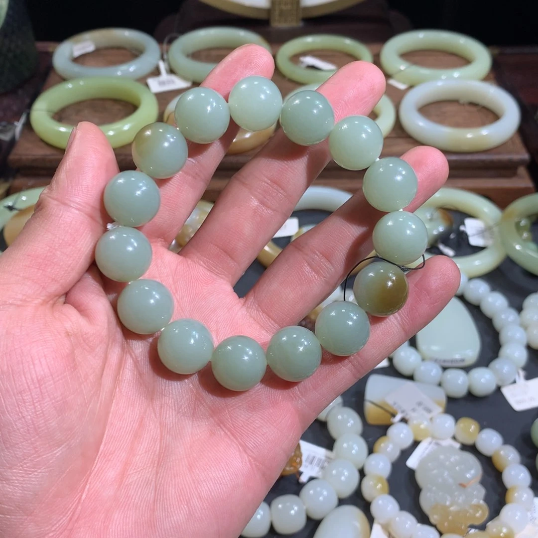 和田玉手链未镶嵌新疆且末一号矿且末蓝手串