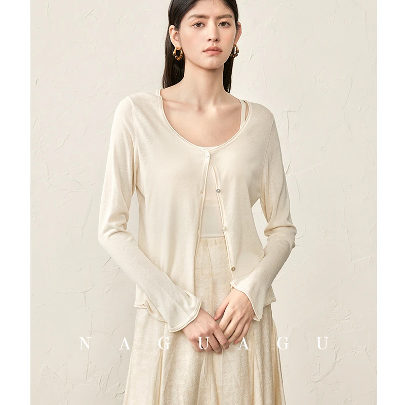 【奢感针织开衫】6A笈100意D利工艺 可机圆领上衣