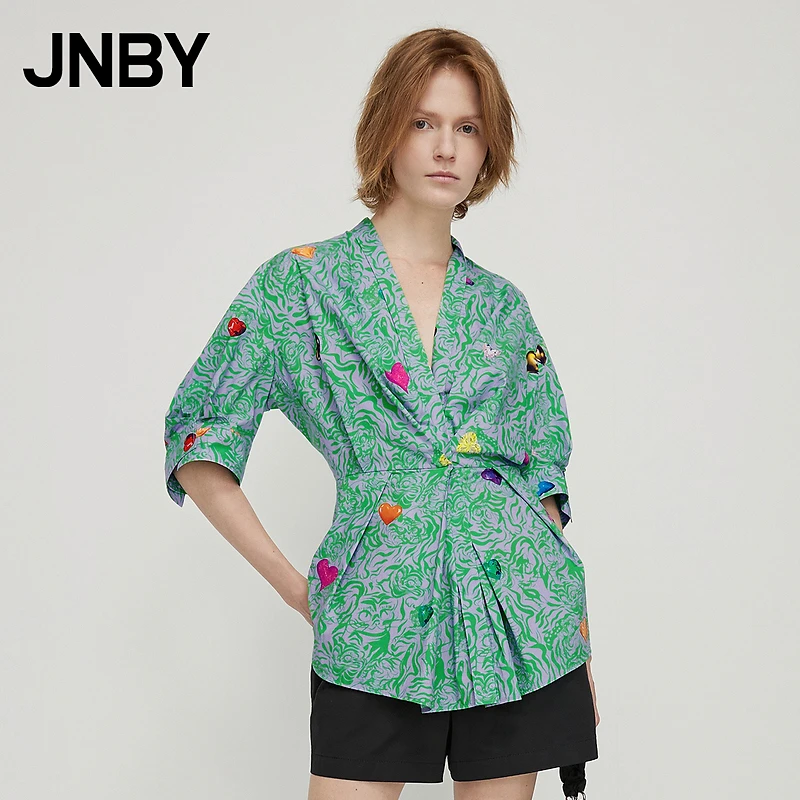 【奥莱特卖】JNBY/江南布衣夏季衬衫短袖手绘虎纹印花宽松5M5260220
