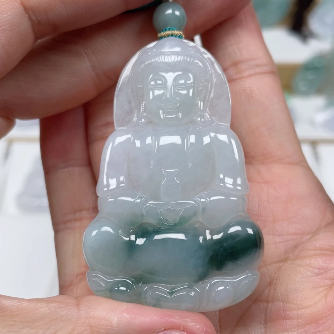 翡翠颈饰未镶嵌天然翡翠A货观音86号