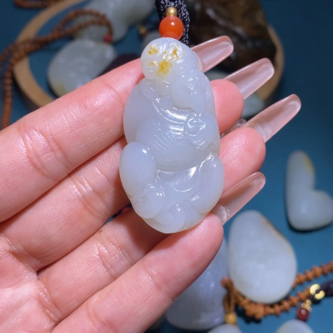 和田玉未镶嵌挂件修*