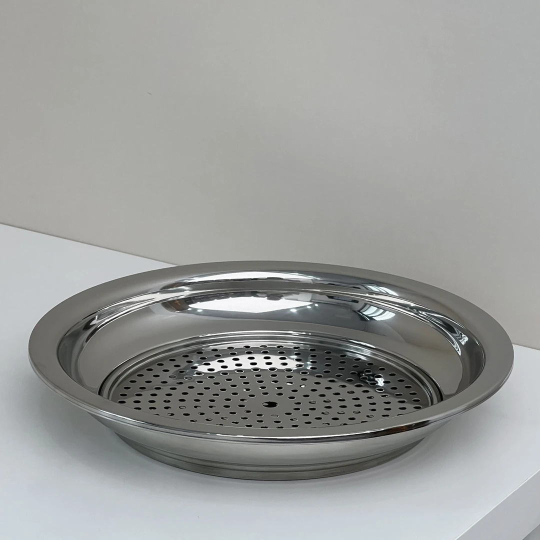 304钢水饺子盘分格盘沥油分隔烧烤盘餐盘圆盘家用沥水圆形菜盘